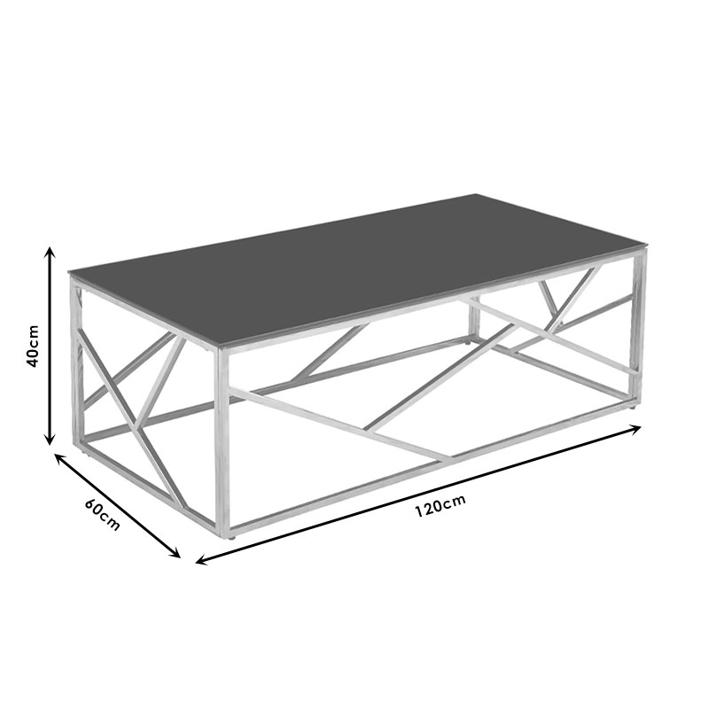 Τραπέζι σαλονιού Mabs ατσάλι ασημί-γυαλί 8mm 120x60x40εκ - Image 4