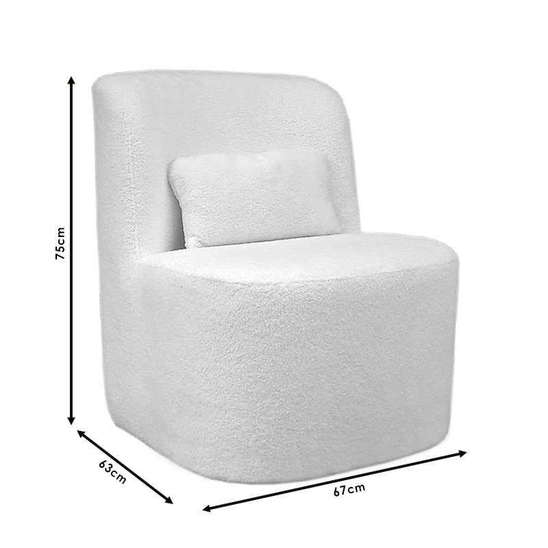 Πολυθρόνα Silas ύφασμα μπουκλέ λευκό 67x63x75εκ - Image 3