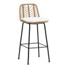 Σκαμπό μπαρ Naoki pakoworld pe rattan φυσικό-μαύρο πόδι 45x56x108εκ 140-000043