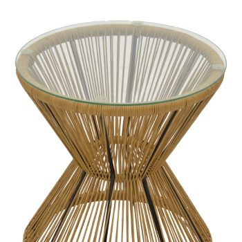 Alternative view of Τραπέζι Mabil  rattan φυσικό-γυαλί Φ50x55εκ