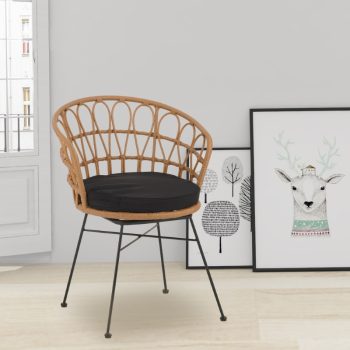 Alternative view of Πολυθρόνα Felicia  rattan φυσικό-μεταλλικό μαύρο πόδι Φ60x81εκ