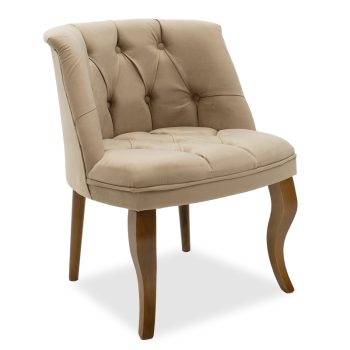 Πολυθρόνα Loreta pakoworld βελούδο μπεζ-καρυδί 59x64x73εκ 146-000006