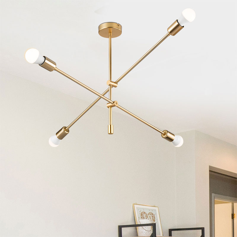 Φωτιστικό οροφής τετράφωτο PWL-1158 E27 χρυσό 90x90x55εκ - Image 2