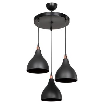 Φωτιστικό οροφής τρίφωτο Lofty pakoworld Ε27 μαύρο Φ40x80εκ 147-000131