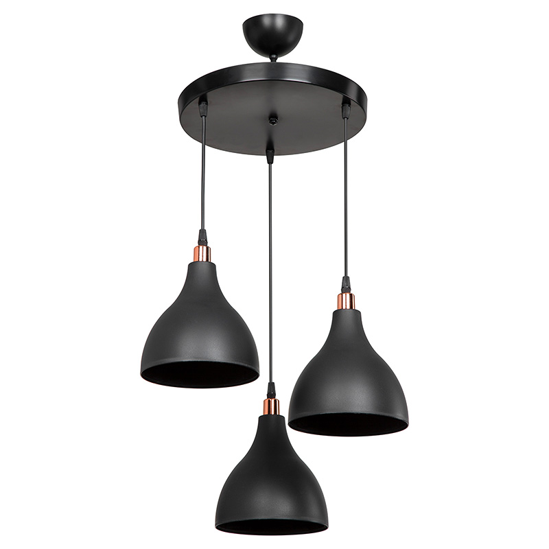 Φωτιστικό οροφής τρίφωτο Lofty pakoworld Ε27 μαύρο Φ40x80εκ 147-000131