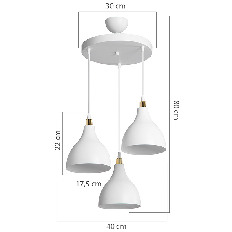 Φωτιστικό οροφής τρίφωτο Lofty Ε27 λευκό Φ40x80εκ - Image 4