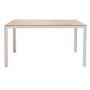 Alternative view of Τραπέζι Nares  αλουμίνιο λευκό-plywood φυσικό 140x80x72.5εκ