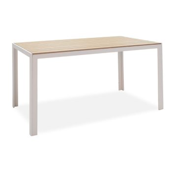Τραπέζι Nares pakoworld αλουμίνιο λευκό-polywood φυσικό 140x80x72.5εκ 152-000004