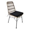 Καρέκλα Achillia pakoworld wicker rattan καφέ-μεταλλικό μαύρο πόδι-μαύρο μαξιλάρι 45x60x83εκ 152-000017