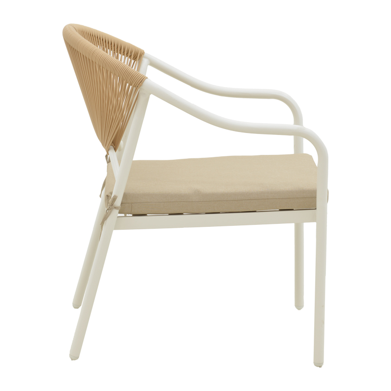 Πολυθρόνα Jerqui wicker rattan φυσικό-μεταλλικό εκρού πόδι-μπεζ μαξιλάρι 60x64x78εκ - Image 3