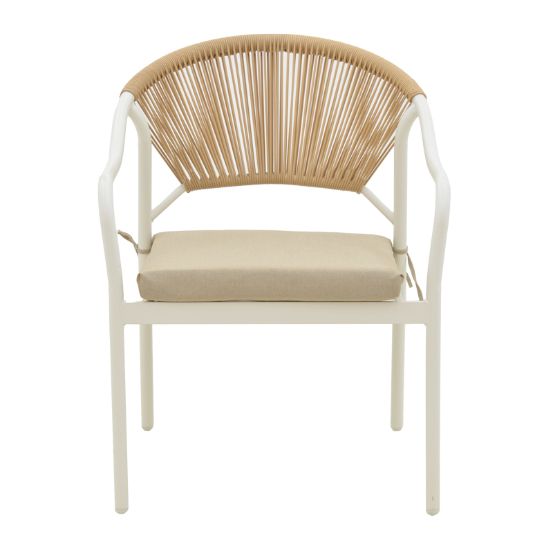 Πολυθρόνα Jerqui wicker rattan φυσικό-μεταλλικό εκρού πόδι-μπεζ μαξιλάρι 60x64x78εκ - Image 4