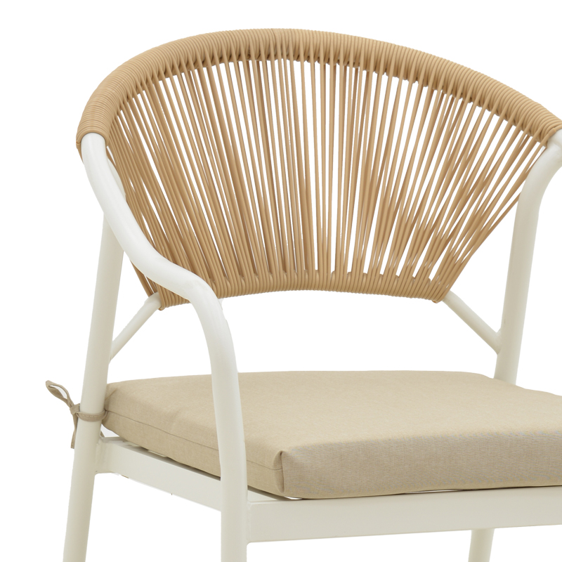 Πολυθρόνα Jerqui wicker rattan φυσικό-μεταλλικό εκρού πόδι-μπεζ μαξιλάρι 60x64x78εκ - Image 5