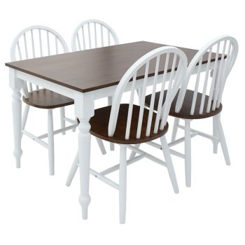 Τραπεζαρία Alice-Adalyn pakoworld σετ 5τμχ MDF καρυδί-λευκό 120x75x74εκ 153-000007