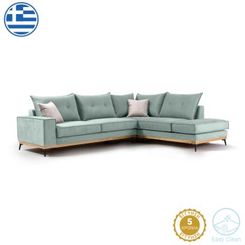 Γωνιακός καναπές αριστερή γωνία Luxury II pakoworld ύφασμα ciel-cream 290x235x95εκ 168-000007