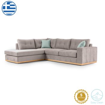 Γωνιακός καναπές δεξιά γωνία Boston pakoworld ύφασμα elephant-ciel 280x225x90εκ 168-000022