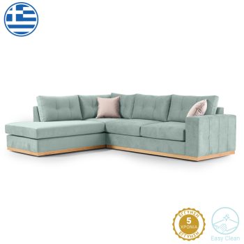 Γωνιακός καναπές δεξιά γωνία Boston pakoworld ύφασμα ciel-cream 280x225x90εκ 168-000026
