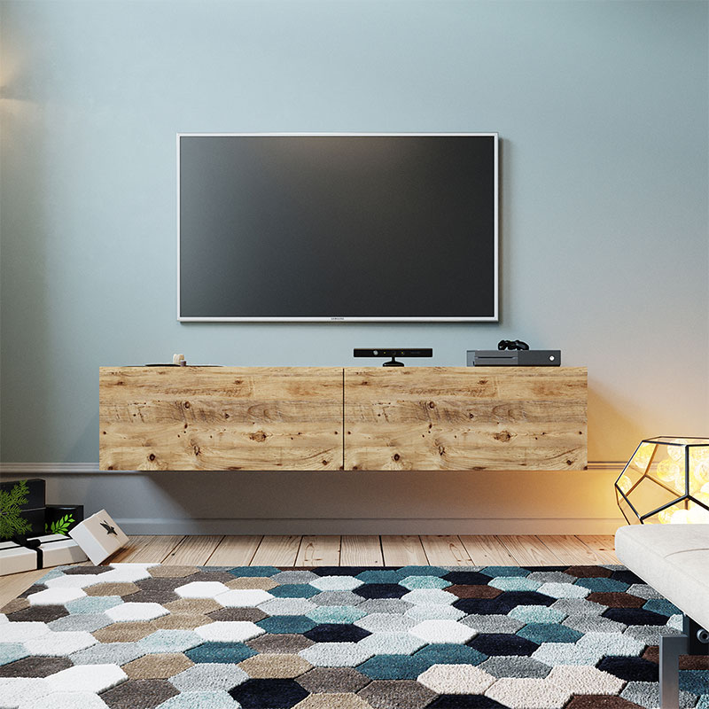 Έπιπλο τηλεόρασης επιτοίχιο Dello oak 140x31,5x29,5εκ - Image 4