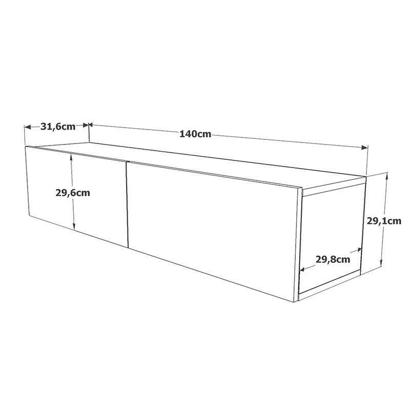 Έπιπλο τηλεόρασης επιτοίχιο Dello oak 140x31,5x29,5εκ - Image 5