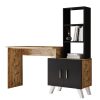 Γραφείο-ραφιέρα Kairo pakoworld μαύρο-oak 150x45x138εκ 176-000025