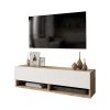 Έπιπλο τηλεόρασης επιτοίχιο Roscoe pakoworld λευκό-oak 100x31.5x29.5εκ 176-000031