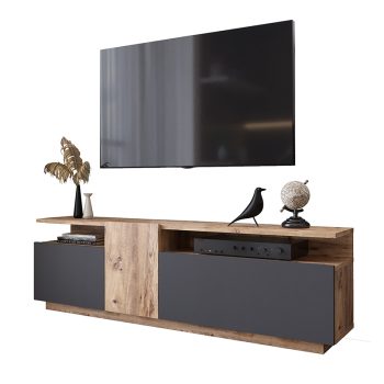 Έπιπλο τηλεόρασης Elana pakoworld sonoma-ανθρακί 150x29.5x46.3εκ 176-000054
