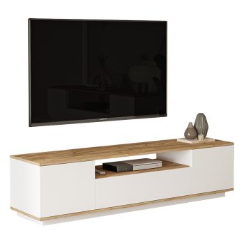 Έπιπλο τηλεόρασης Soren pakoworld sonoma-λευκό 180x.44.5x44.6εκ 176-000057