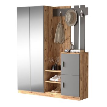 Έπιπλο εισόδου Doorse pakoworld μελαμίνης ανθρακί-sonoma 147.5x35x180εκ 176-000129