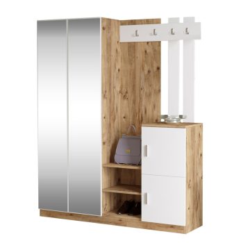 Έπιπλο εισόδου Doorse pakoworld μελαμίνης λευκό-sonoma 147.5x35x180εκ 176-000130