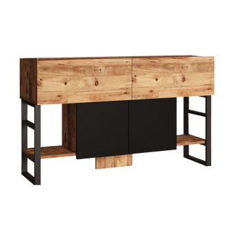 Μπουφές Jaydon pakoworld μελαμίνης φυσικό-μαύρο 139x43x83.5εκ 176-000134