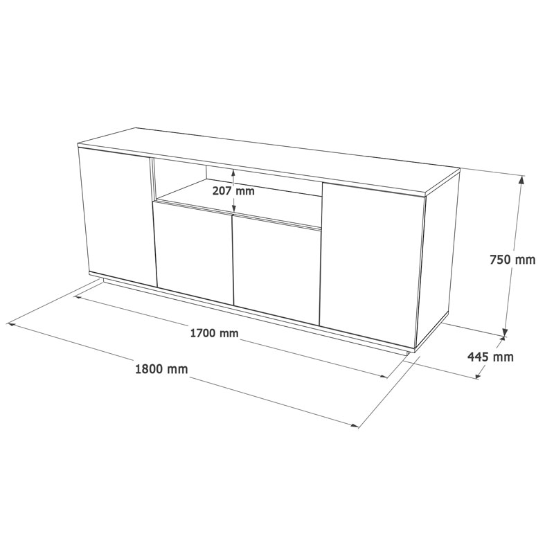 Μπουφές Placefol μελαμίνης λευκό-φυσικό 180x44.5x75εκ - Image 4