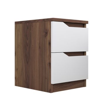 Κομοδίνο Verena pakoworld καρυδί-λευκό 35x40x47εκ 182-000014