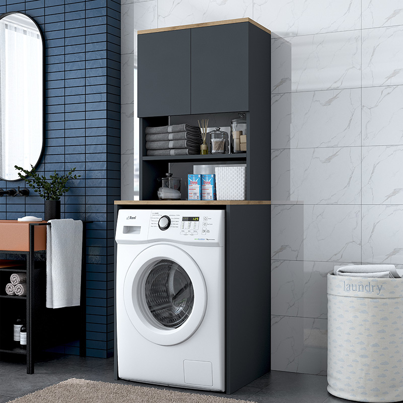 Έπιπλο πλυντηρίου Rasmus ανθρακί-φυσικό 65x60x183.6εκ. - Image 4