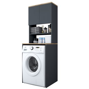 Σετ μπάνιου Rasmus pakoworld ανθρακί-φυσικό 65x60x183.6εκ. 182-000051