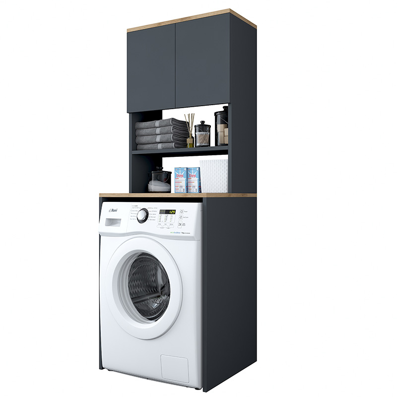 Σετ μπάνιου Rasmus pakoworld ανθρακί-φυσικό 65x60x183.6εκ. 182-000051