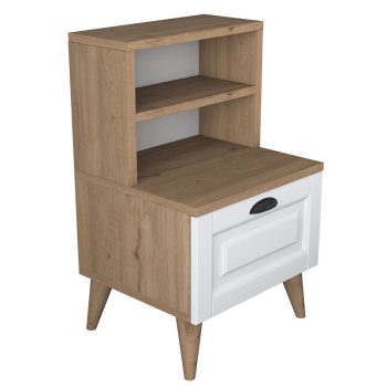 Κομοδίνο Rusta pakoworld μελαμίνης-mdf sonoma-λευκό 45x40x74.5εκ 182-000074