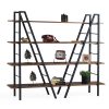 Βιβλιοθήκη Madden pakoworld μαύρο-καρυδί 160x35x140εκ 190-000012