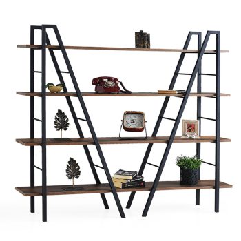 Βιβλιοθήκη Madden pakoworld μαύρο-καρυδί 160x35x140εκ 190-000012