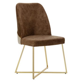Καρέκλα Elsie pakoworld βελούδο καφέ antique-χρυσό gloss πόδι 190-000021