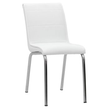 Καρέκλα Avante pakoworld PU λευκό-πόδι χρωμίου 190-000039