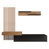 Σύνθετο σαλονιού Litende pakoworld μαύρο-sonoma μελαμίνης 249.5x42x199.5εκ 192-000033