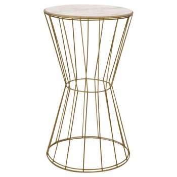Βοηθητικό τραπέζι Yava pakoworld γκρι antique-χρυσό Φ35x58εκ 193-000036