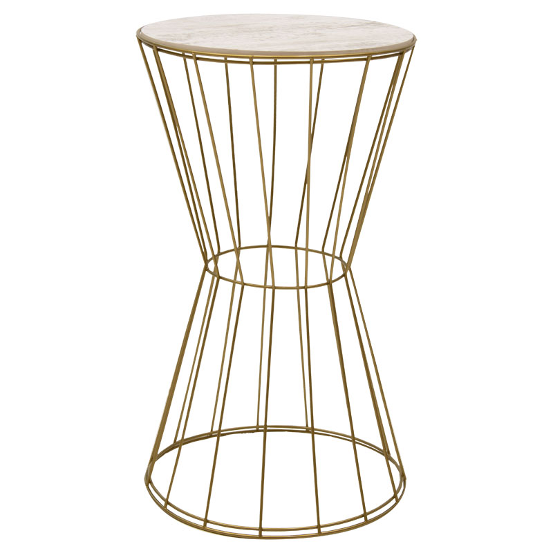 Βοηθητικό τραπέζι Yava pakoworld γκρι antique-χρυσό Φ35x58εκ 193-000036