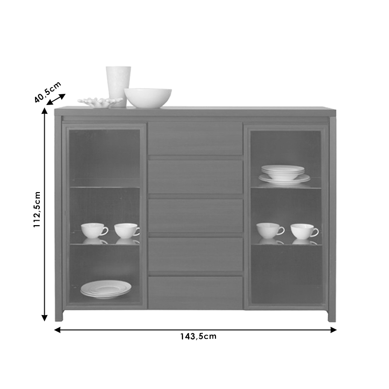 Μπουφές-βιτρίνα Selina wenge 143.5x40.5x112.5εκ - Image 3