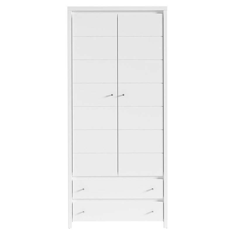 Ντουλάπα ρούχων δίφυλλη Fansi pakoworld λευκό 90x55.5x200.5εκ 195-000017