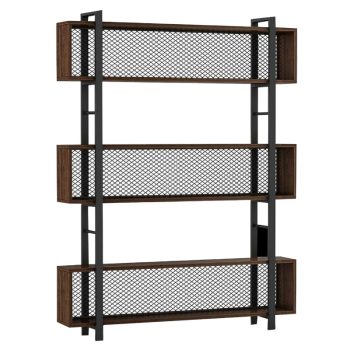 Βιβλιοθήκη Fifer pakoworld καρυδί-μαύρο 120x27x185εκ 197-000059