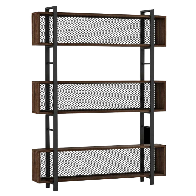 Βιβλιοθήκη Fifer pakoworld καρυδί-μαύρο 120x27x185εκ 197-000059