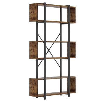 Βιβλιοθήκη Graham pakoworld καρυδί-μαύρο 120x22x185εκ 197-000061