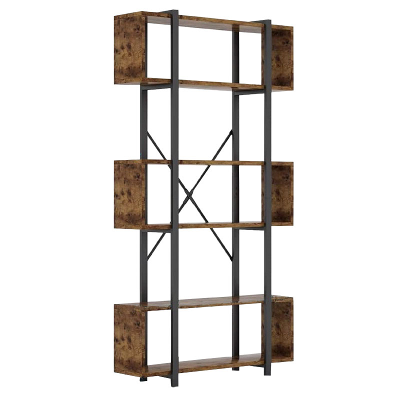 Βιβλιοθήκη Graham pakoworld καρυδί-μαύρο 120x22x185εκ 197-000061