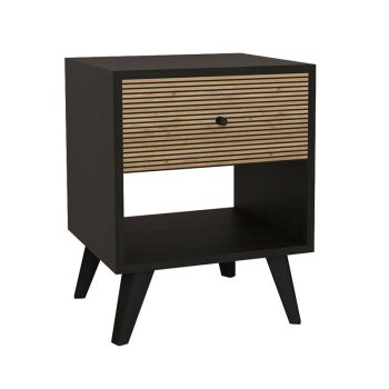 Κομοδίνο Flipter pakoworld μελαμίνης μαύρο-oak 40x40x55εκ 197-000204