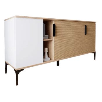 Μπουφές Tajesy pakoworld μελαμίνης λευκό-oak 180x40x78εκ 197-000210